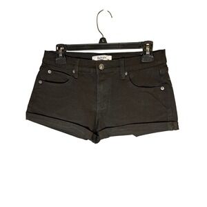 Refrain Los Angeles Black Denim Cuffed Shorts Women's Size 7 28